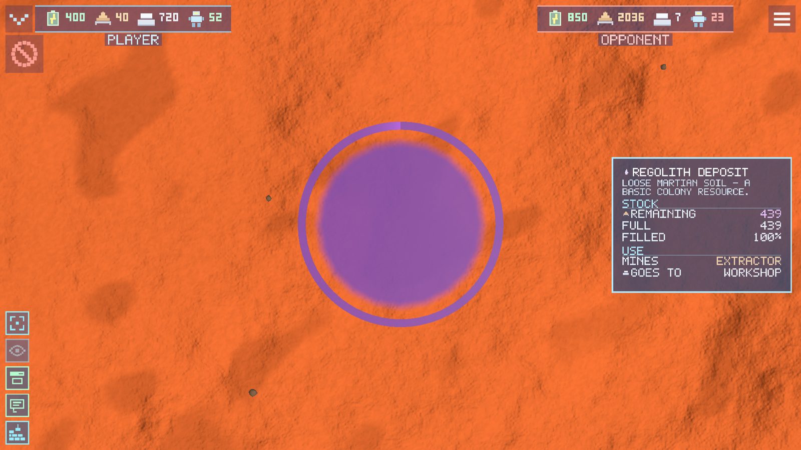 A regolith deposit ringed on the surface