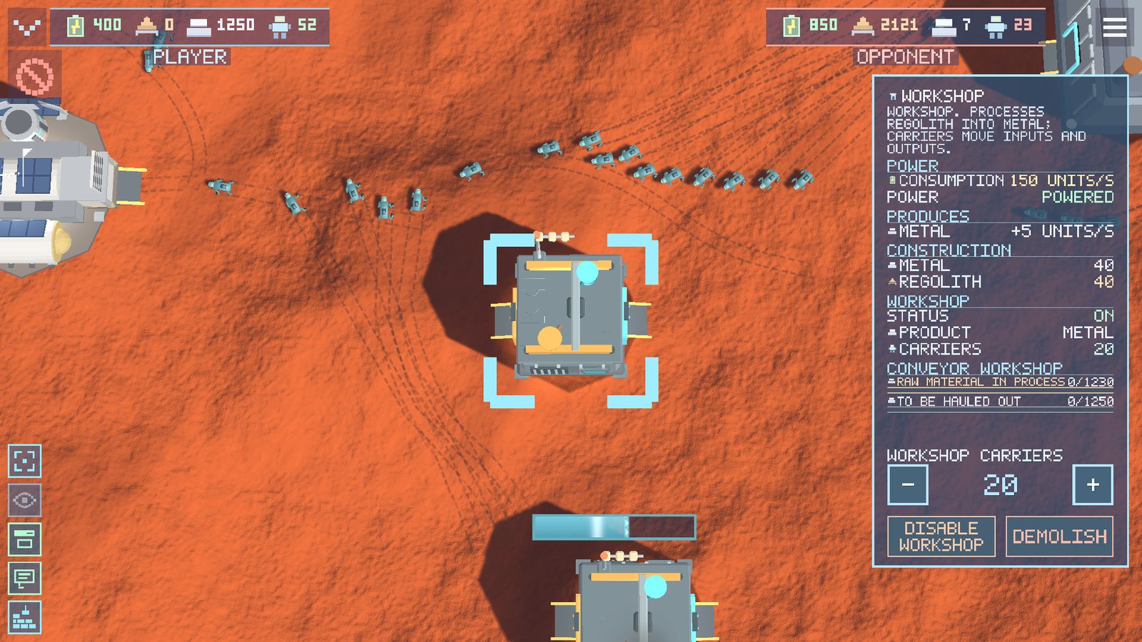 The game interface with the workshop information panel